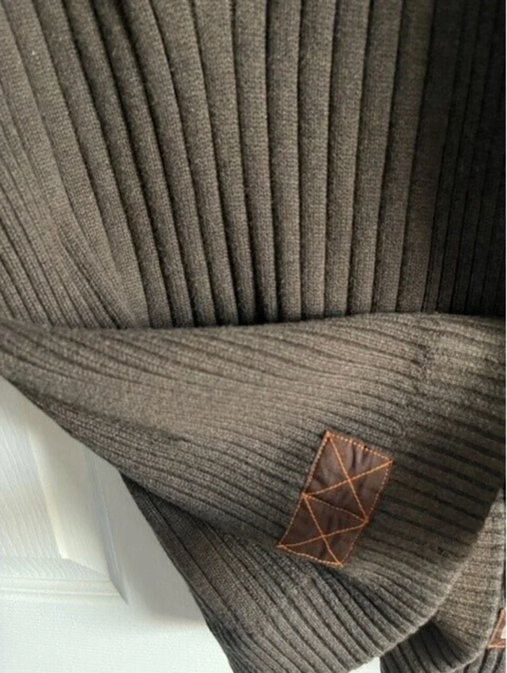 Eddie Bauer Sport Shop Sweater 1/4 Button Ribbed Mens M Dark Brown Mock Neck EUC